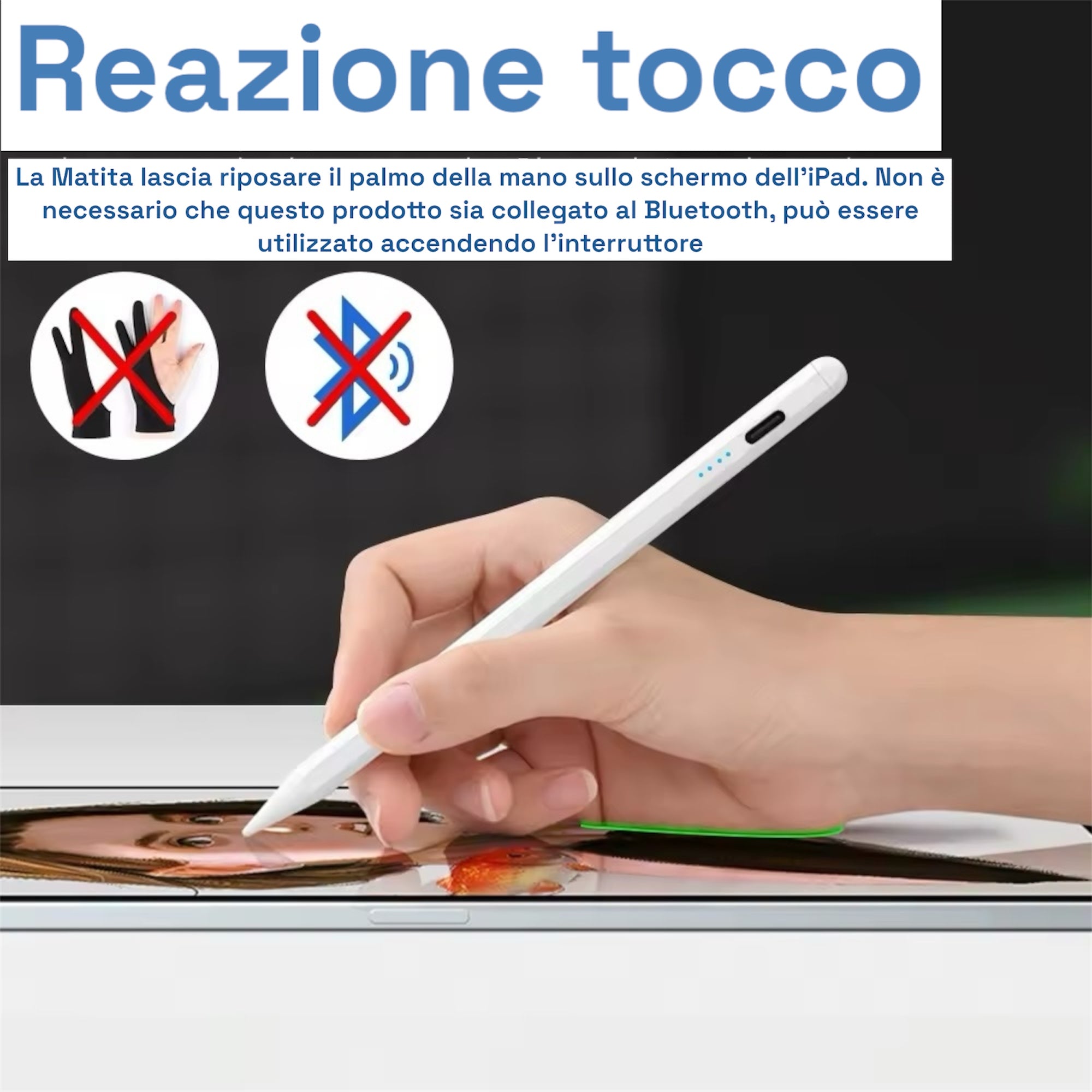 Matita per Apple iPad con Palm Rejection – Compatibile con iPad Air