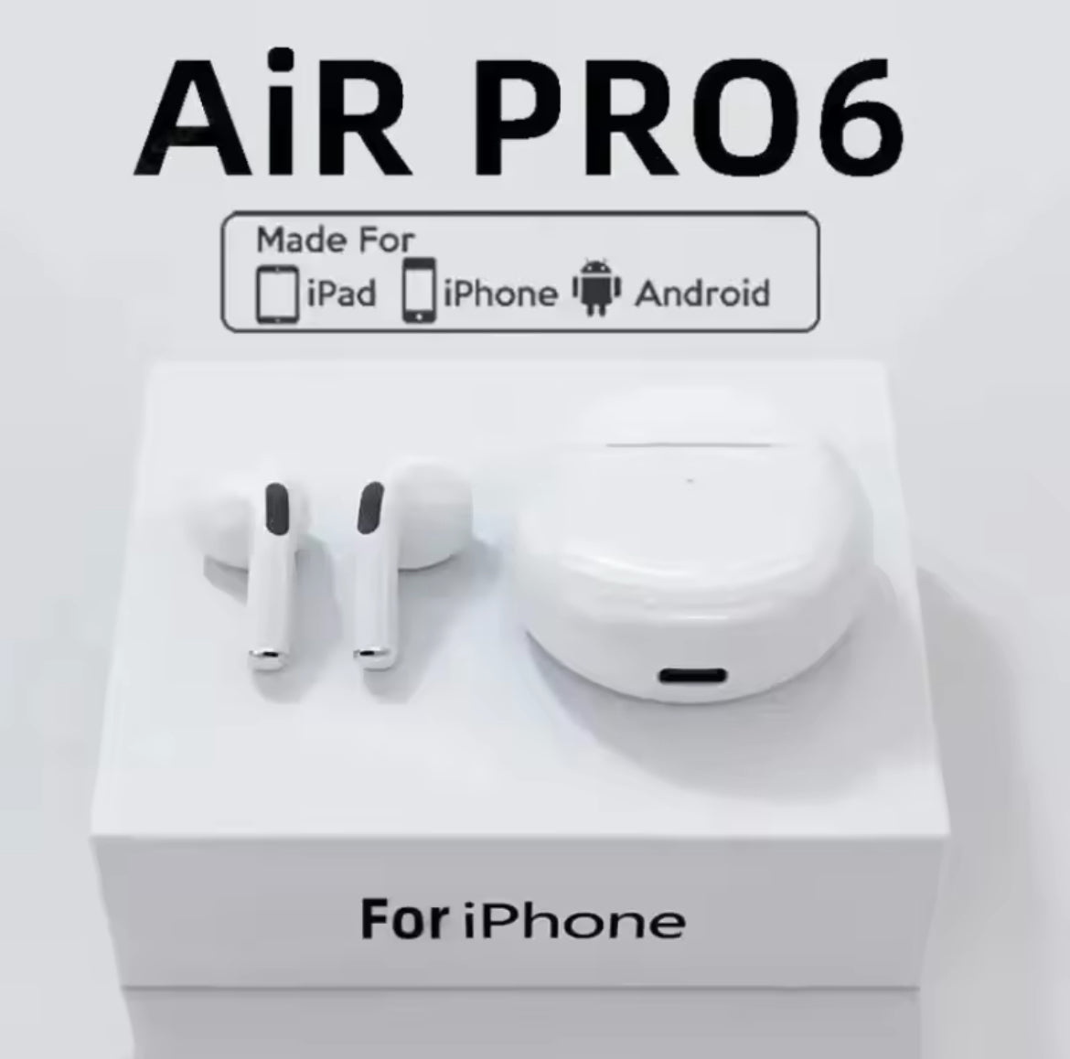 Pro 6 TWS Auricolari Bluetooth Senza Fili con Cancellazione del Rumore e Microfono per iPhone